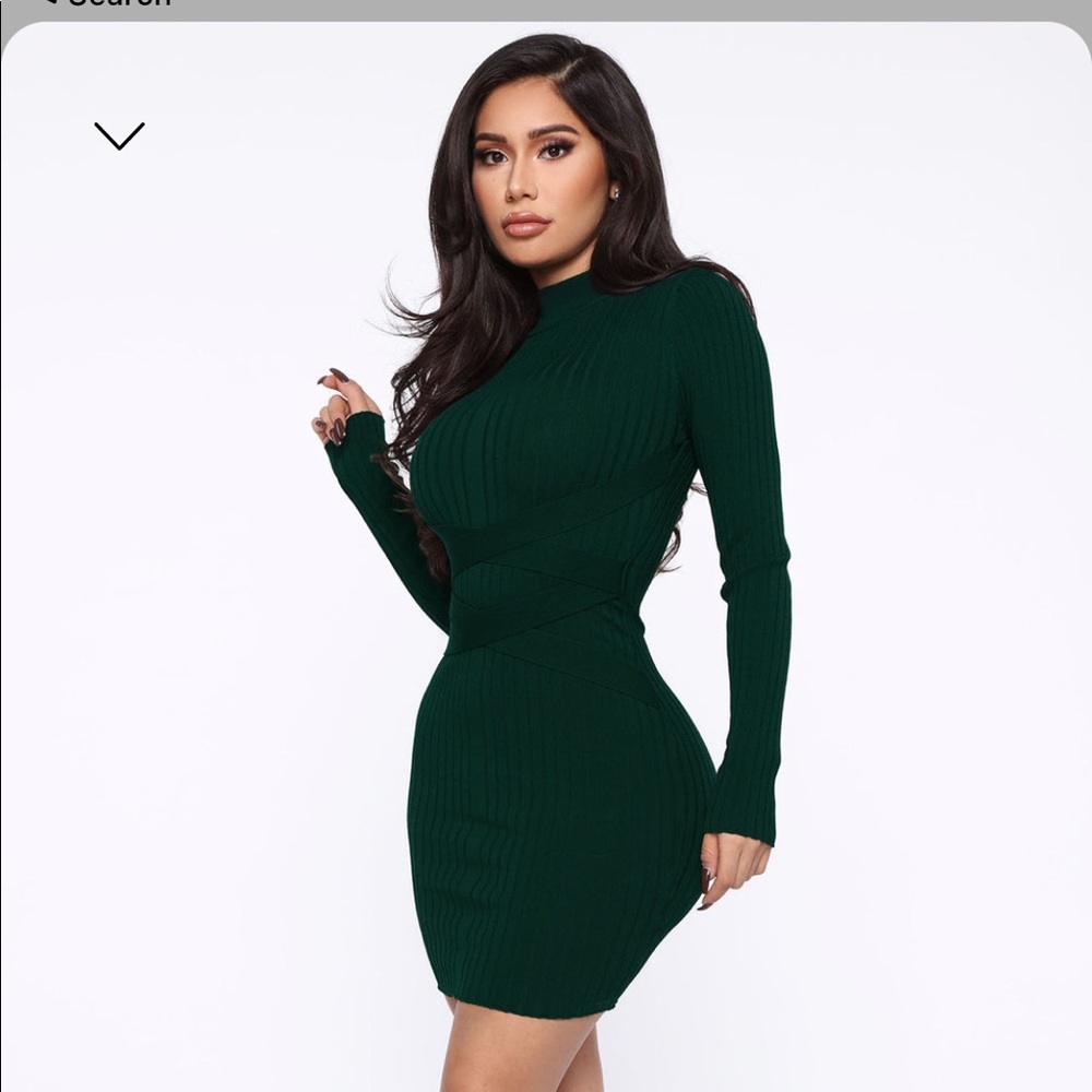Hunter green dress from Fashion Nova in a size S